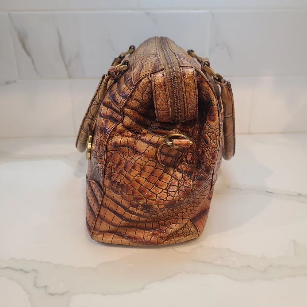 Brahmin Vintage Toasted Almond Melbourne Stacey Boston Satchel Shoulder Bag